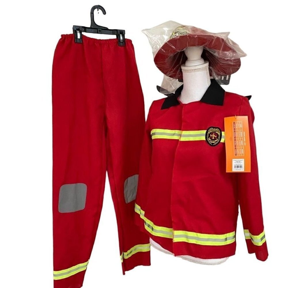 Target Hyde and Eek Kid's Firefighter Jacket Pants and Hat Sz Large 12-14